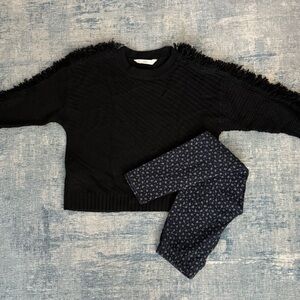 Fringed Desingual  Sweater and RALPH LAUREN Leggings SET